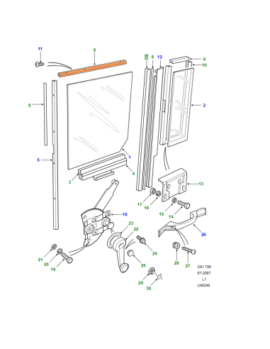 Guia cristal superior trasero...